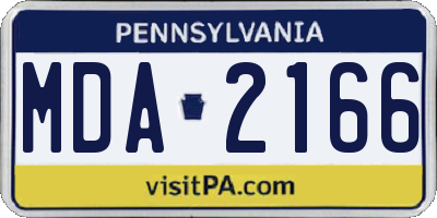 PA license plate MDA2166