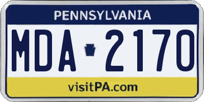 PA license plate MDA2170