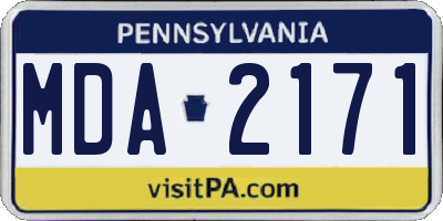 PA license plate MDA2171