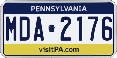 PA license plate MDA2176