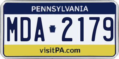 PA license plate MDA2179