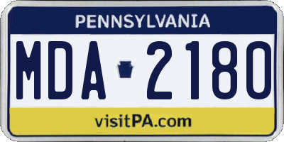 PA license plate MDA2180