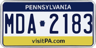 PA license plate MDA2183