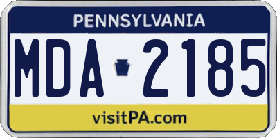 PA license plate MDA2185