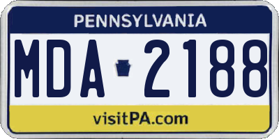 PA license plate MDA2188