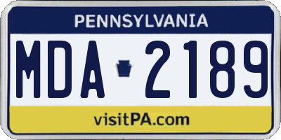 PA license plate MDA2189