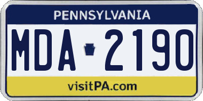 PA license plate MDA2190