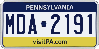 PA license plate MDA2191