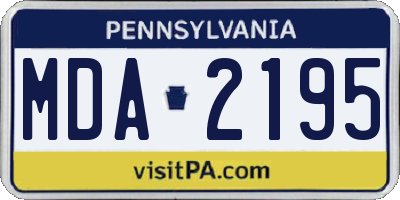 PA license plate MDA2195