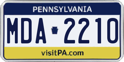 PA license plate MDA2210