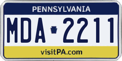 PA license plate MDA2211