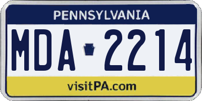 PA license plate MDA2214