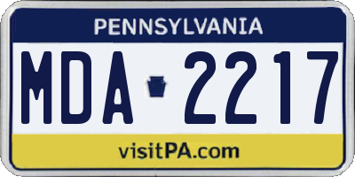 PA license plate MDA2217
