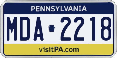 PA license plate MDA2218