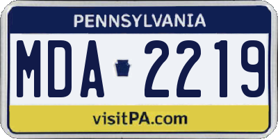 PA license plate MDA2219