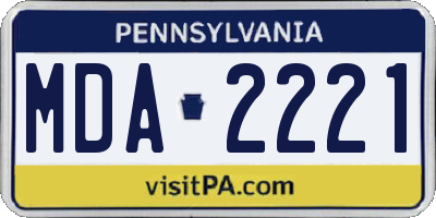 PA license plate MDA2221