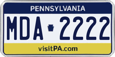 PA license plate MDA2222