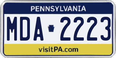 PA license plate MDA2223