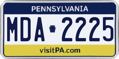 PA license plate MDA2225