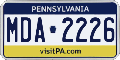 PA license plate MDA2226