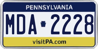 PA license plate MDA2228