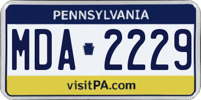 PA license plate MDA2229
