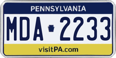 PA license plate MDA2233