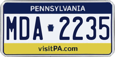 PA license plate MDA2235