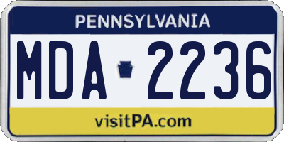 PA license plate MDA2236