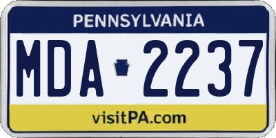 PA license plate MDA2237