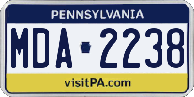 PA license plate MDA2238