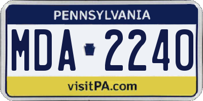 PA license plate MDA2240