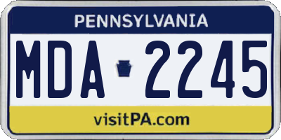 PA license plate MDA2245