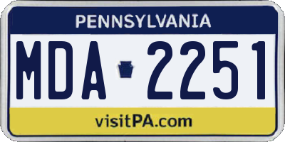 PA license plate MDA2251