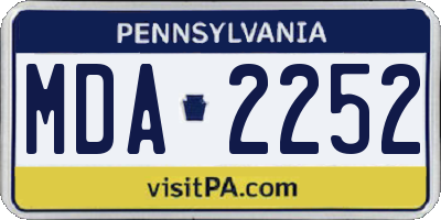 PA license plate MDA2252