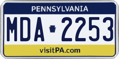 PA license plate MDA2253