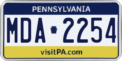 PA license plate MDA2254