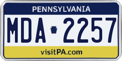 PA license plate MDA2257