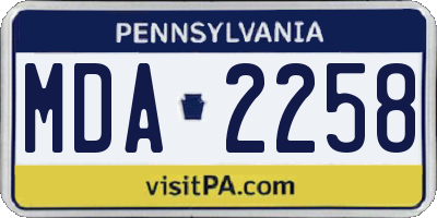 PA license plate MDA2258