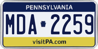 PA license plate MDA2259