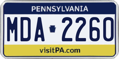 PA license plate MDA2260