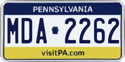 PA license plate MDA2262