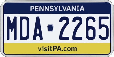 PA license plate MDA2265