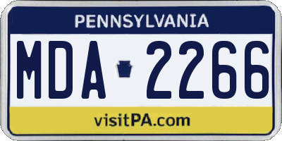 PA license plate MDA2266