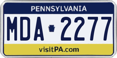 PA license plate MDA2277
