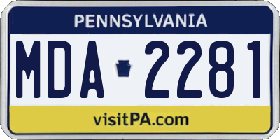 PA license plate MDA2281
