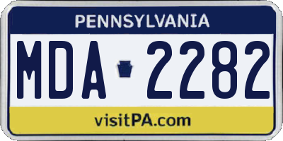 PA license plate MDA2282