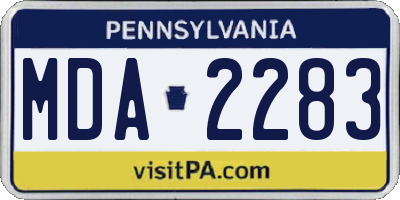 PA license plate MDA2283