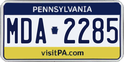 PA license plate MDA2285