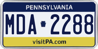PA license plate MDA2288